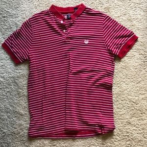 Chaps - Polo T-Shirt (Red w/ White stripes)